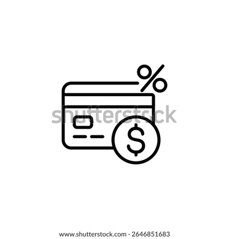 A simple icon showing a credit card with an interest rate symbol.