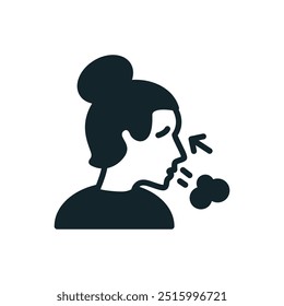 Simple icon of a sick woman coughing and spreading germs