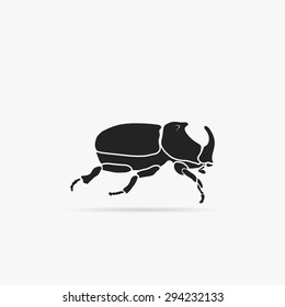 Simple icon, silhouette of a beetle - rhinoceros.