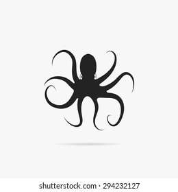 Simple icon silhouette of an octopus.