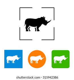 Simple icon, silhouette of a rhinoceros.