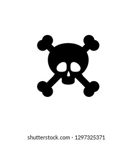 Simple icon of a skull with two long bones in danger sign of death