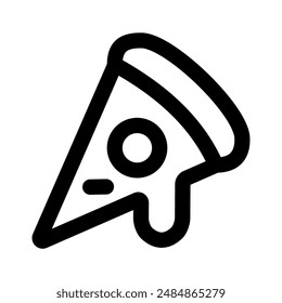 simple icon of a slice of pizza with melted cheese