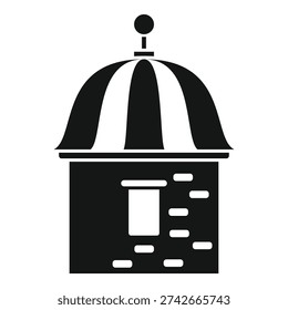 Simple icon of a small observatory building with a striped dome for watching the stars
