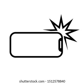 Simple icon smartphone with camera and flash. Modern phone with photo sign for web design. Vector outline element isolated. EPS 10