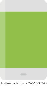 Ícone simples de um smartphone com tela verde, painéis cinza e um botão centralizado na parte inferior; transmite conceitos de comunicação móvel, interface de dispositivo ou acesso digital.