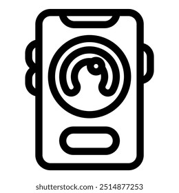 Ícone simples de um smartphone com um aplicativo de controle de voz aberto na tela