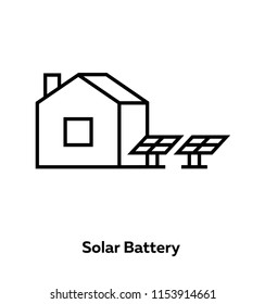Simple icon Solar panels  in outline style on isolated background. From set is ecology and recycle with decorative colorful elements and house. 