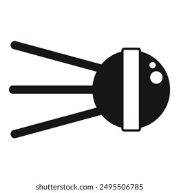 Simple icon of a space satellite orbiting earth transmitting signals