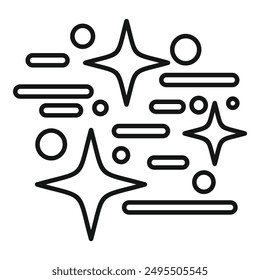 Icono simple de efecto limpio brillante con estrellas y líneas