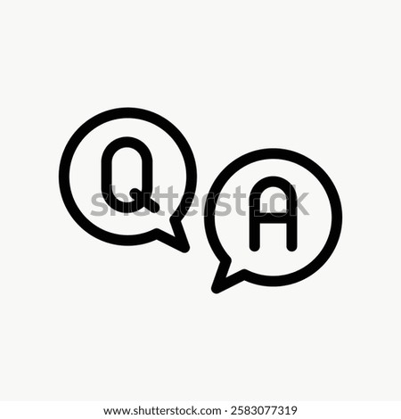 Simple icon with and A in speech bubbles. Represents questions and answers. Minimalist design for Q A themes. Perfect for Q A content. Computer icon vector.