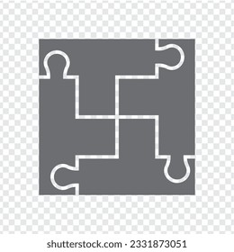 Sencillo rompecabezas cuadrado en gris. Sencillo rompecabezas de iconos de los cuatro elementos sobre fondo transparente para el diseño de su sitio web, aplicación, interfaz de usuario. EPS10.