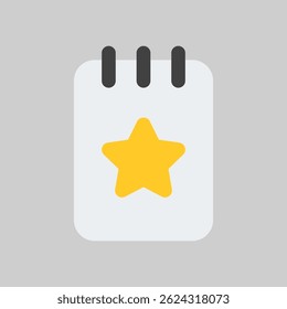 Ícone simples de um emblema de estrela em um calendário, adequado para realce de recompensa, realização ou evento em interfaces digitais.