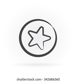 Simple icon of star in circle with shadow.