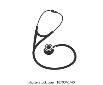 Simple icon of the stethoscope in black 