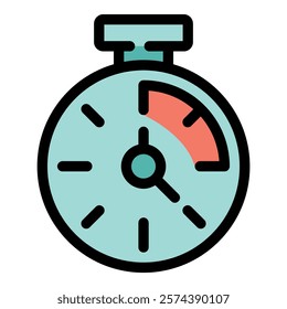 Simple icon of a stopwatch with its hand moving, indicating that time is passing by