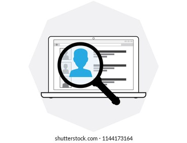 simple icon style applying for jop on laptop online candidate search for HR concept