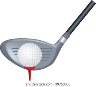 simple icon style illustration of a golf club and ball