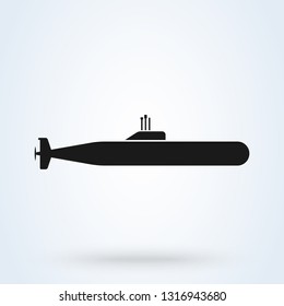 Simple icon submarine vector. black submarine isolated background