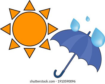 Simple icon of sunny and then rain