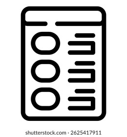 Simple icon of a survey form being filled out on a tablet