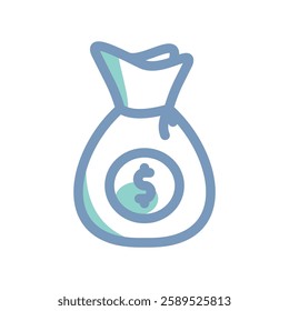 A simple icon that illustrates money bag