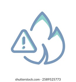 A simple icon that illustrates warning, fire