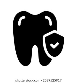 A simple icon that symbolizes quality assurance, tooth