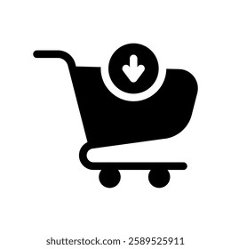 A simple icon that symbolizes shopping cart, add