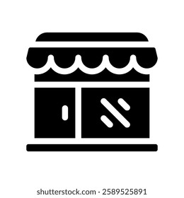 A simple icon that symbolizes store, stall