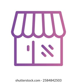 A simple icon for the theme, store building with panoramic window