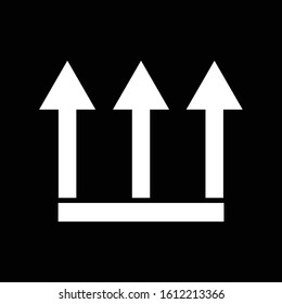 simple icon three white arrows up and underline on a black background. vector