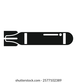 Simple icon of a torpedo, a self propelled underwater weapon, used by navy submarines in marine warfare