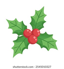 Simple icon of a traditional holly plant with red berries, suited for seasonal themes.