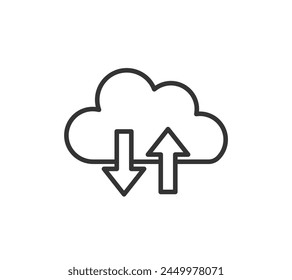 A simple icon illustration　data transfer to and from the cloud.
