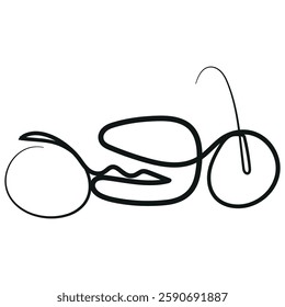 a simple icon of transport, namely a motorcycle in line art style, drawn with an original outline, for logos and various designs