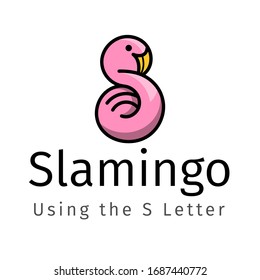 Simple icon for trendy Logo design. Using the letter S combined with flamingo. Can be used to create an identity brand