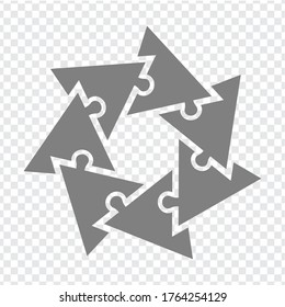 Simple icon triagles puzzle in gray. Simple icon puzzle of the seven elements on transparent background for your web site design, logo, app, UI. EPS10.