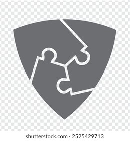 Einfaches Symbol Dreieck Puzzle in Grau. Einfaches Symbol Reuleaux Dreieck Puzzle der drei Elemente auf transparentem Hintergrund für Ihre Website-Design, App, UI. EPS10.