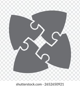 Simple icono triángulo rompecabezas en gris. Icono simple rompecabezas del triángulo de Reuleaux de los cuatro Elementos sobre fondo transparente para su diseño de Sitio web, App, interfaz de usuario. EPS10.