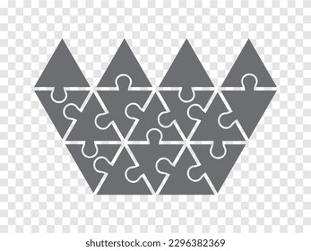 Simple icon triangles puzzle in gray. Simple icon puzzle of the fifteen elements  on transparent background for your web site design, app, UI. EPS10.