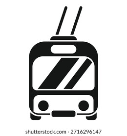 Simple icon of a trolleybus driving through the city