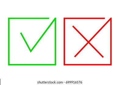 Simple Icon True and False, Isolated on White