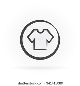 Simple icon of tshirt in circle with shadow.