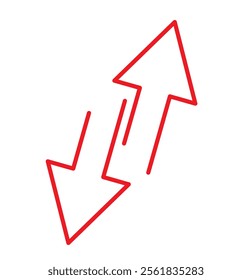 Simple icon of two arrows with shadow.
