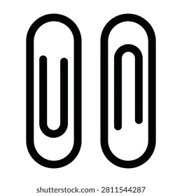 Simple icon of two black paper clips on a white background, symbolizing organization and office supplies
