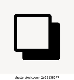 Simple icon of two overlapping squares. Black squares, overlapping design. Minimalist style, overlapping squares on a light background. User interface icon vector.