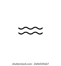 A simple icon of two parallel, horizontal wavy lines representing sea waves or water. Minimalist line art vector.