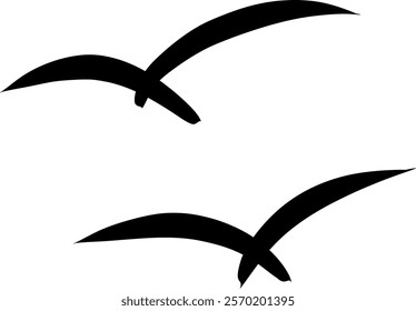 Simple icon of two silhouettes of flying birds