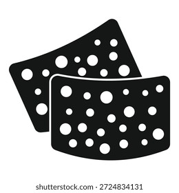 Icono simple de dos rebanadas de queso suizo con agujeros